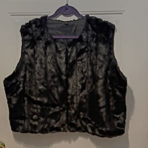Vintage Black Faux Fur Vest